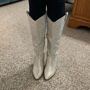 Silver Women's Knee-High Boots